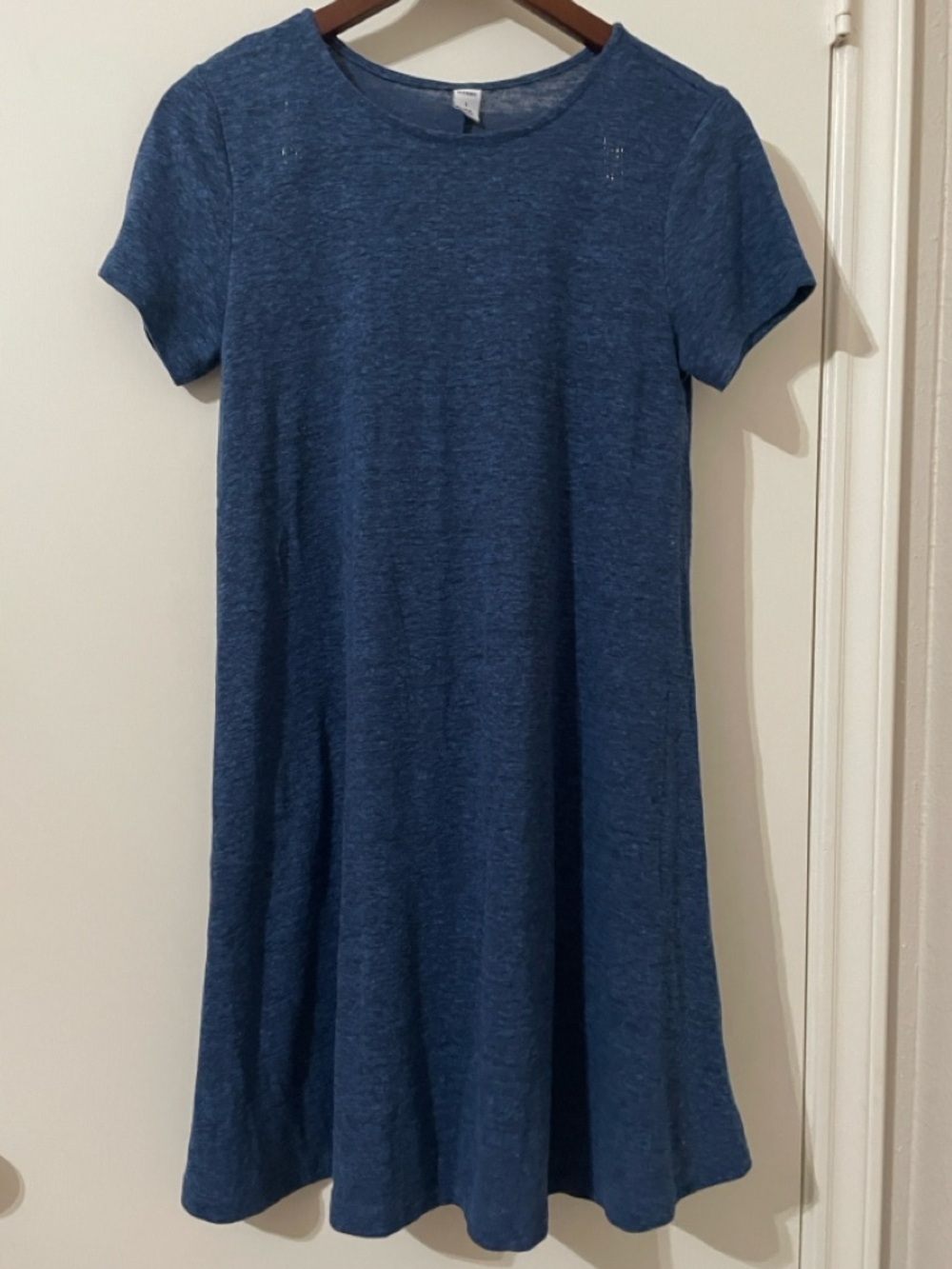 Old Navy Cobalt Blue Linen Blend SS Knit Swing Mini Dress Size Small - Picture 2 of 6